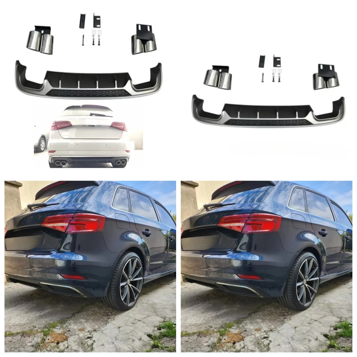 

Stlf Normal Standard Style Hatchback Rear Diffuser With 4 Exhaust Tip PP And Steel Material Rear Diffuser For A3 S3 2017