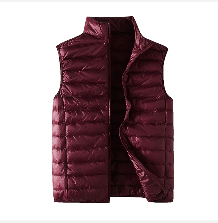 2022 Winter New Men's Lightweight Down Vest Stand Collar Men's Sleeveless Jacket Outdoor Warm Large Size