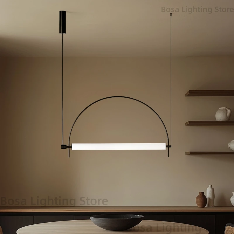 Designer Arc Pendant Lamp Minimalist LED Dining Table Hanging Lighting For Restaurant Living Room Modern Kitchen Island Light