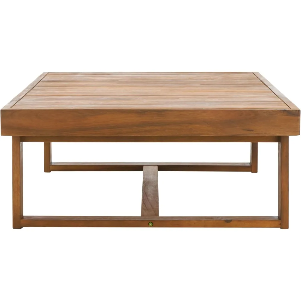 Duncan Natural Brown Solid Wood Slatted Coffee Table - Outdoor Collection