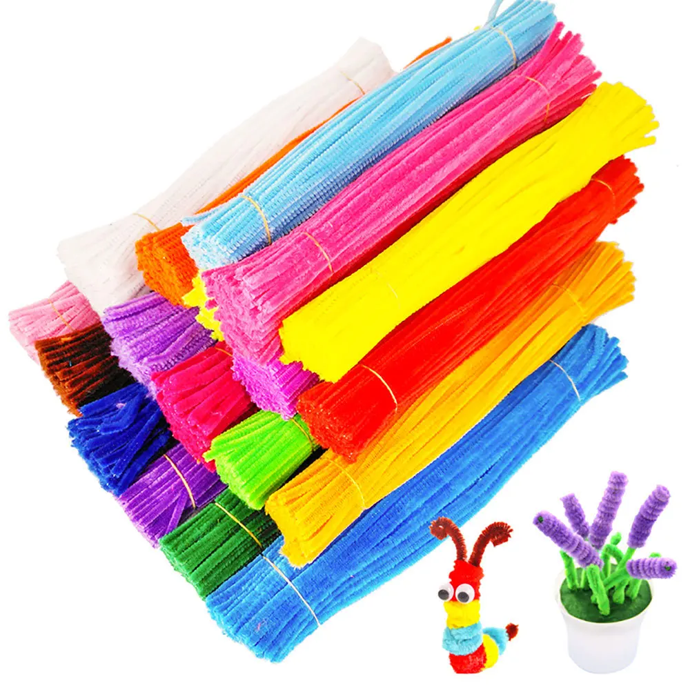 10/50/100Pcs 30cm Multicolored Chenille Twist Wire Stems Pipe Cleaners Plush Stick for DIY Educational Toys Handmade Material