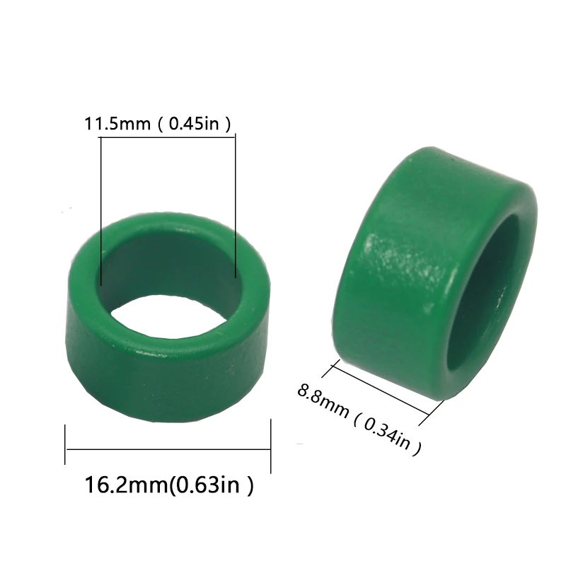 【10-5PCS】Green Magnetic Ring Ferrite Magnetic Ring 16x12x8mm Anti-interference Core Filter Inductance Transformer Magnetic Ring