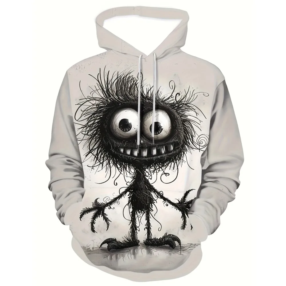 سترة بغطاء للرأس للرجال عصرية جديدة لعام 2026 بتصميم نمط وحش الهالوين مطبوعة ثلاثية الأبعاد، سترة بغطاء للرأس للارتداء اليومي مع ملمس ناعم #1