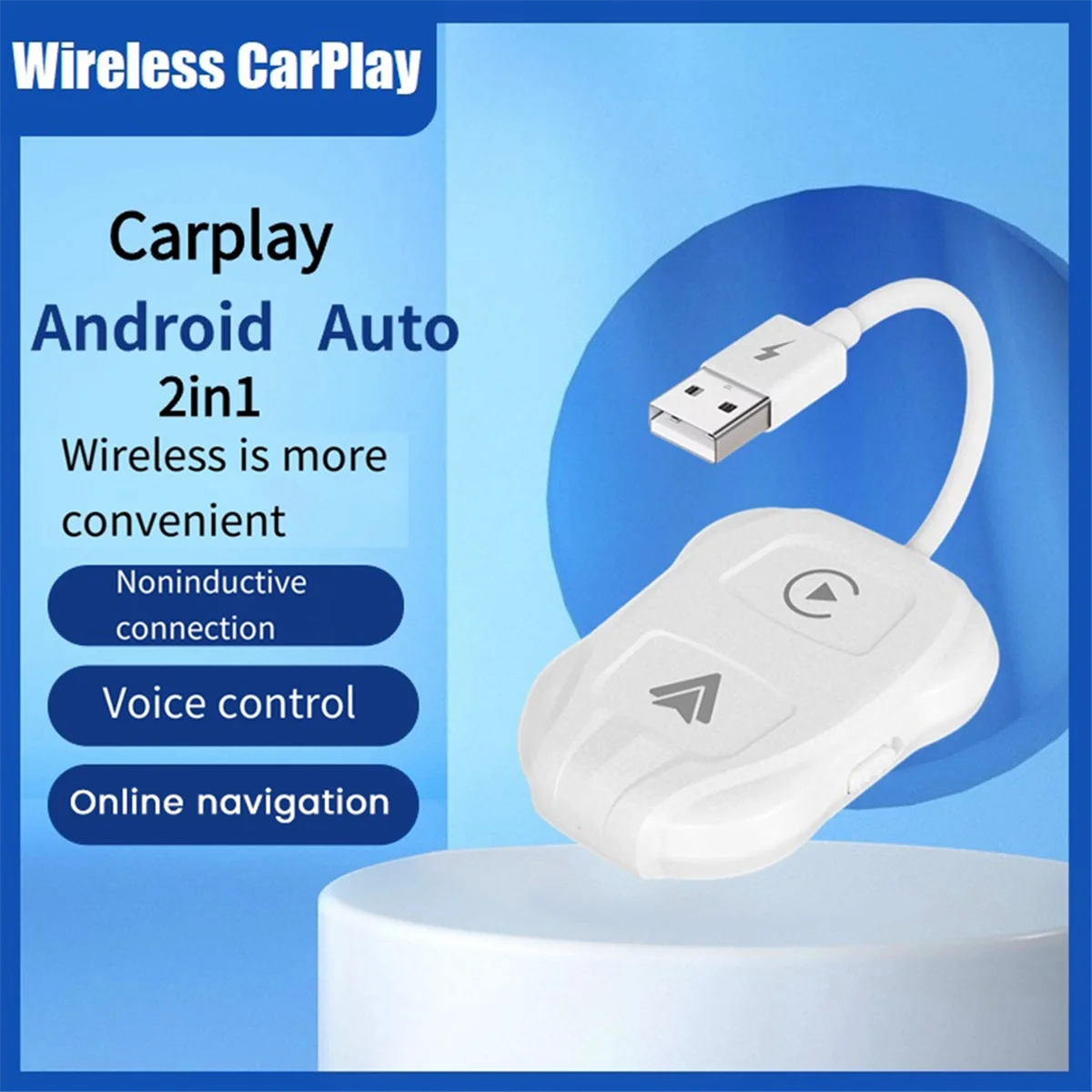 2PCS 2 in 1 Wireless CarPlay for Apple & Android Auto Wireless Carplay Dongle for Wired Apple Carplay & Android