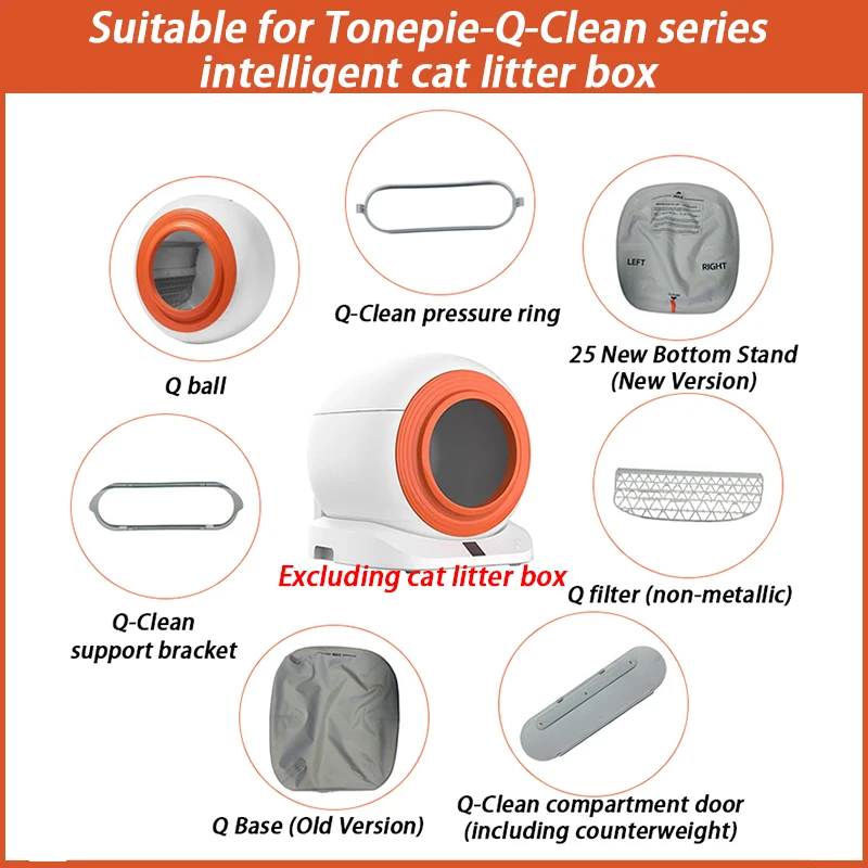 Smart Cat Litter Box Accessory for Tonepie Q-Clean Cat Toilet Support Bracket Pressure Ring Parts Compartment Door Filter Screen