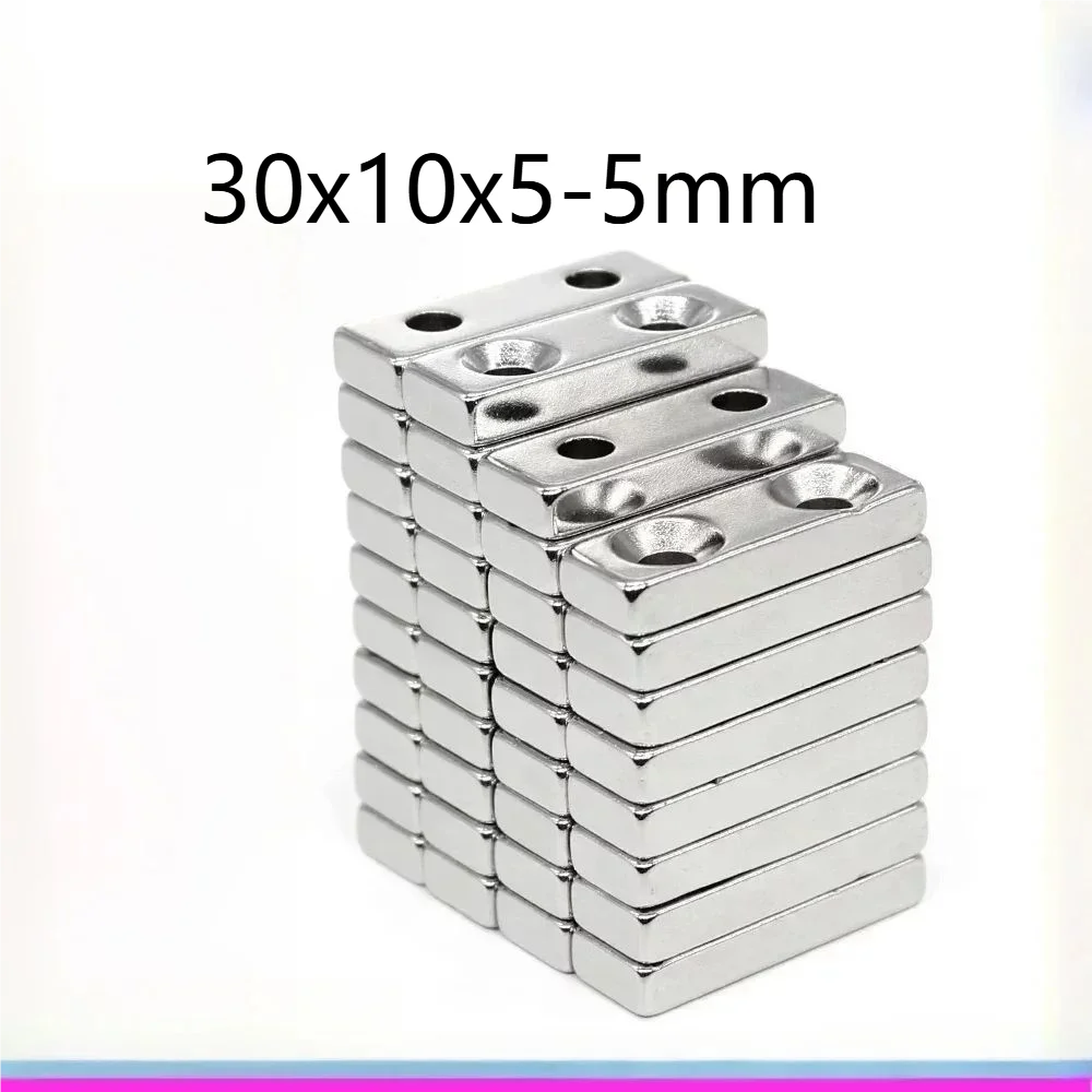 30x10x5-5mm Super Strong Square Magnet With Two Holes For Home Refrigerators, Offices DIY 30*10*5-5