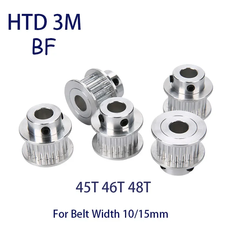 

1Pcs HTD 3M BF Timing Pulley 45T 46T 48T Teeth Bore 5mm-25mm Belt Width 10/15mm 3M Transmission Belt Pulley