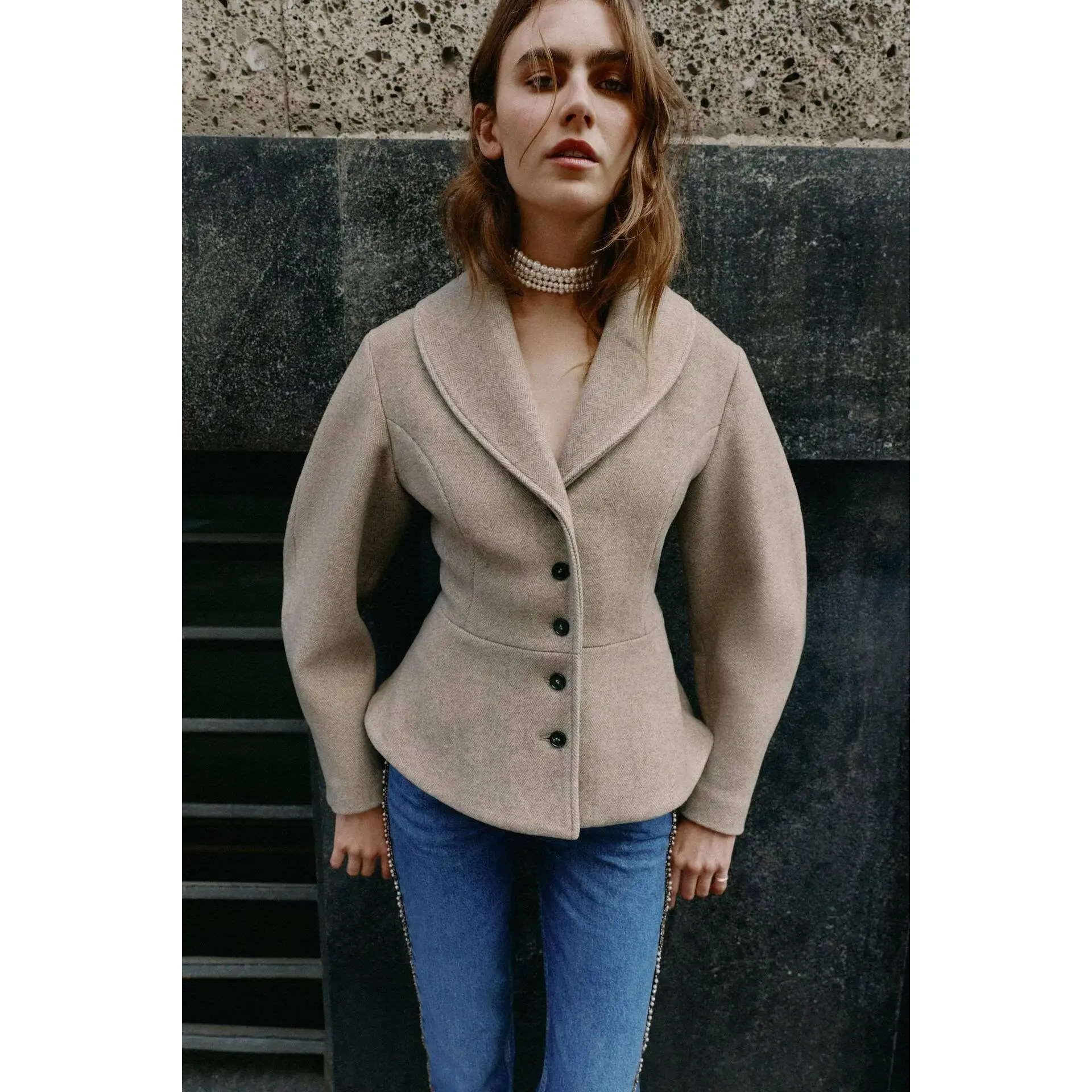 Fashionable Early Autumn New Arrival Women's Short Skirt Jacket Coat Nine Points 6318298 Loose Fit Long Sleeve Polyester