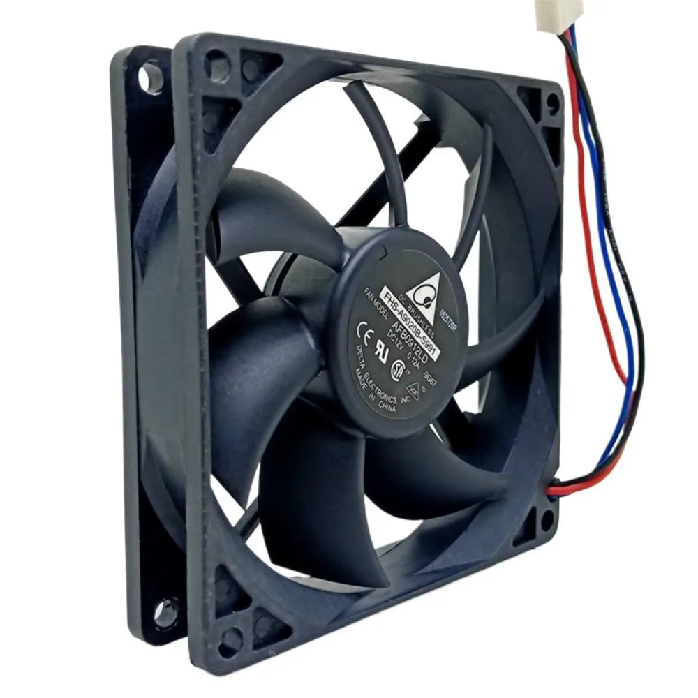 for Delta AFB0912LD 92x92x20mm DC 12V 0.12A CPU Cooler Fan, 41CFM 28.5dBA Ultra Quiet, Dual Ball Bearing 3-Pin PC Case, Chas