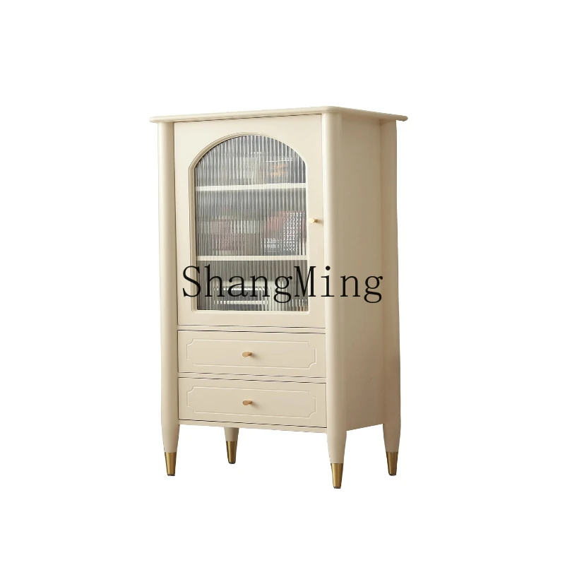 

ZYY retro solid wood wall glass door display cabinet living room home storage cabinet