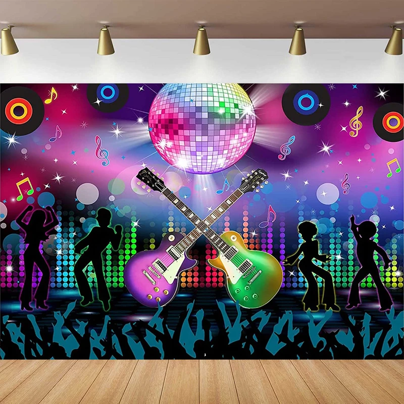 Karaoke Party Decor Rock And Roll Photography Backdrop Hip Pop Theme Birthday Decor Back to 70s 80s 90s Disco Party Background