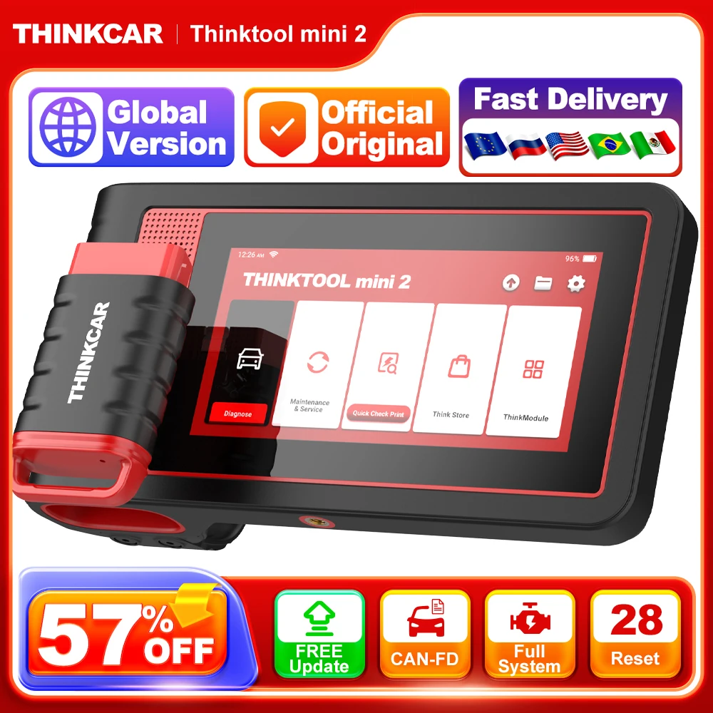 THINKCAR Thinktool Mini Car Diagnostic Tools Full System 28 Resets Free Update OBD2 Scanner ECU Coding Bi-directional Scan Tool