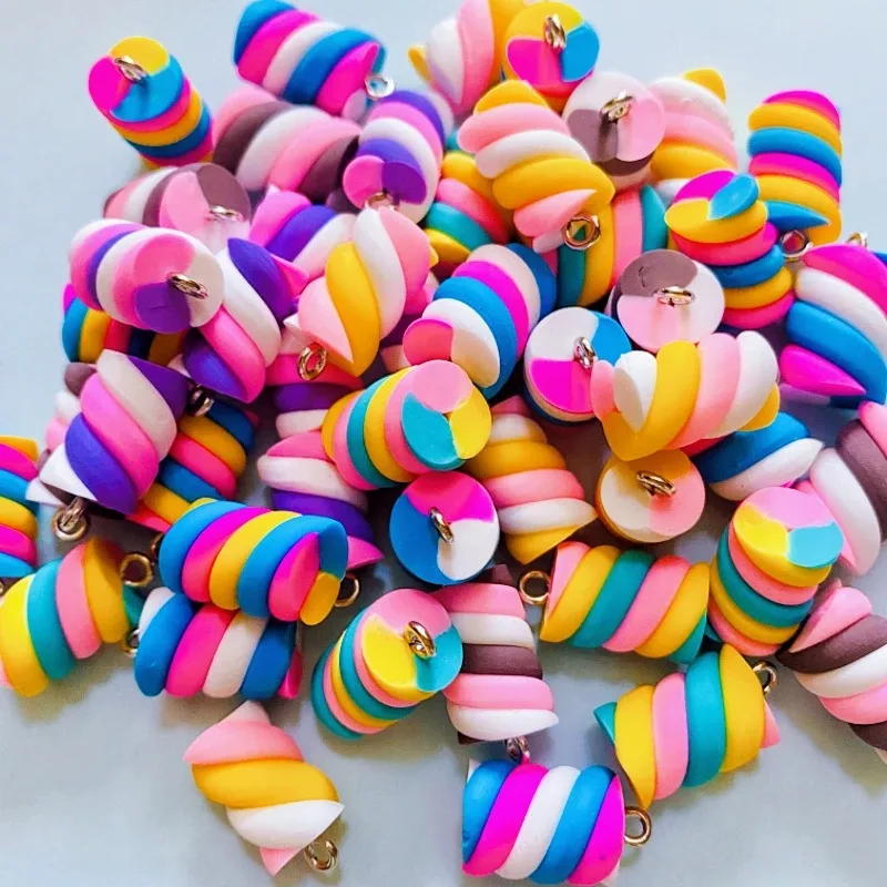 10Pcs Colorful Cotton Candy Earring Charms Diy Kawaii 3D Key