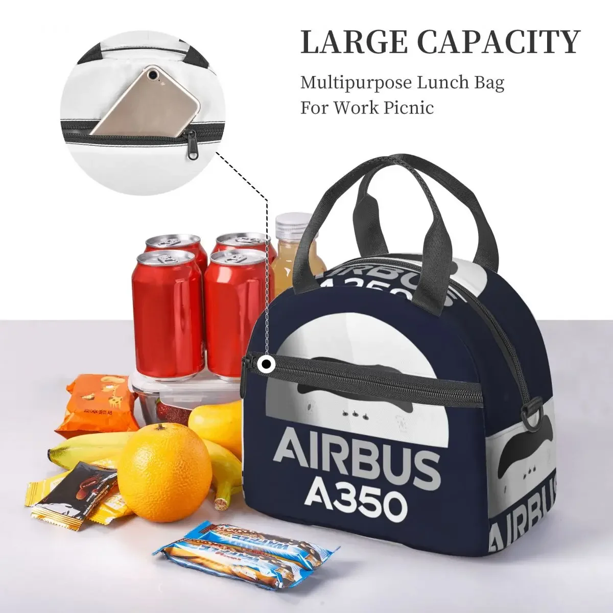 New Airbus Beluga A350 Insulated Lunch Bag for Women Children Leakproof Food Boxes Thermal Lunch Box Tote
