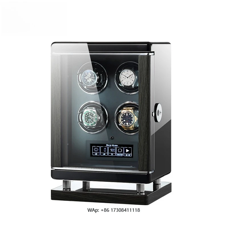 

M&Q New Watch Winder 4 LED Mechanical Automatic Watch Jewelry Storage Watch Security Box with Fingerprint Unlock