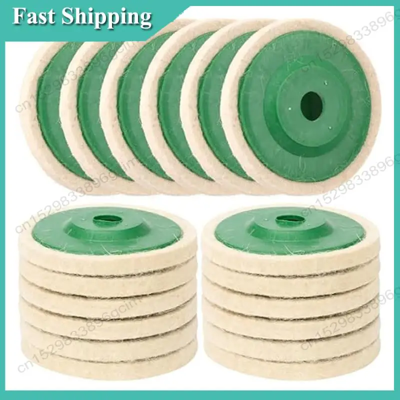 

-BABQ 18 Pack 4 Inch Round Wool Felt Disc Wheel Pad For 100 Angle Grinder, Buffing Polishing Buffer Bore Dia Green