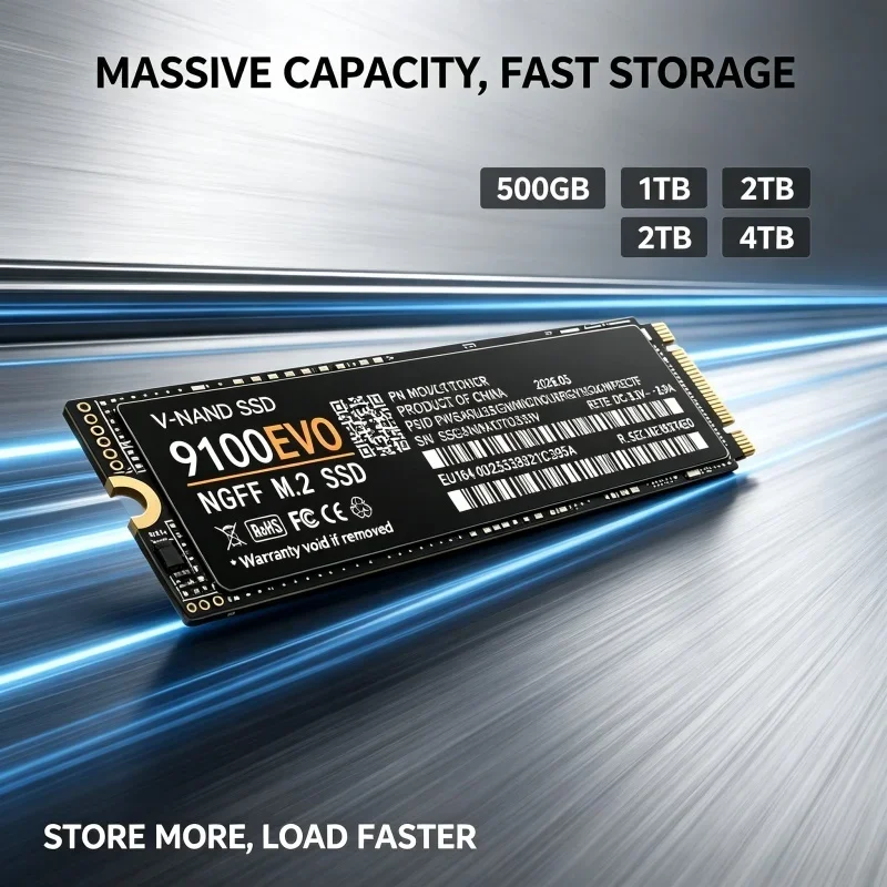 High Performance 9100 EVO M.2 2280 NGFF SSD PCIe Gen4 500GB 1TB 2TB 4TB 7200MB/s Internal Solid State Drive for PC System Upgrad