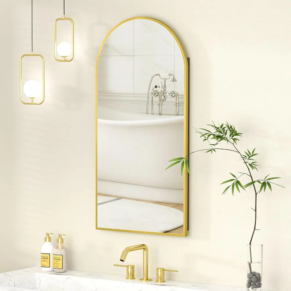 

Arched Medicine Cabinet with Mirror,Recessed Medicine Cabinet,Brushed Bright Gold Medicine Cabinets Mirror,Metal Edge Arch