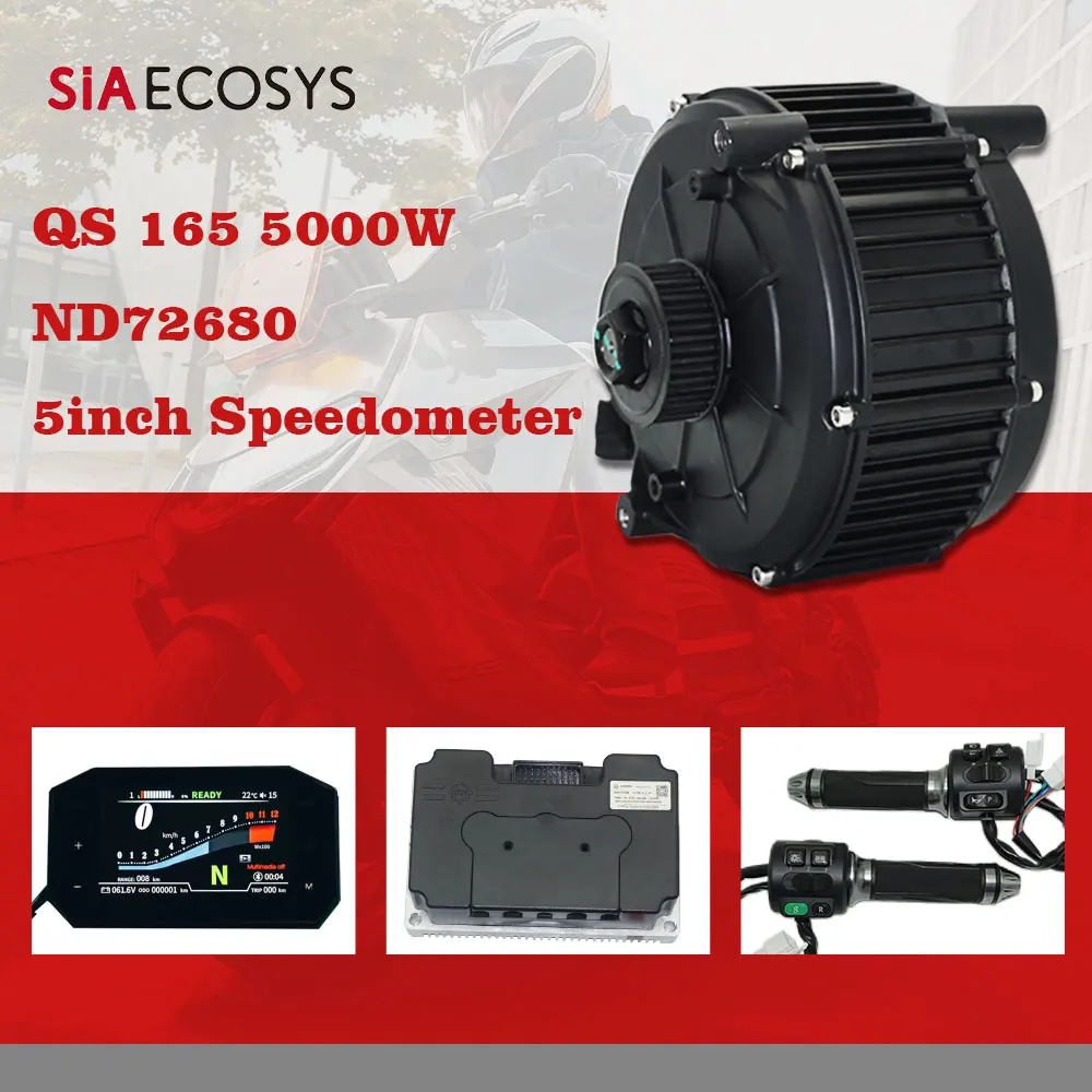 

SiAECOSYS Electric Motorcycle QS 165 5000W 72V 35H Mid Drive Motor Conversion Kit with Fardriver ND72680 Controller