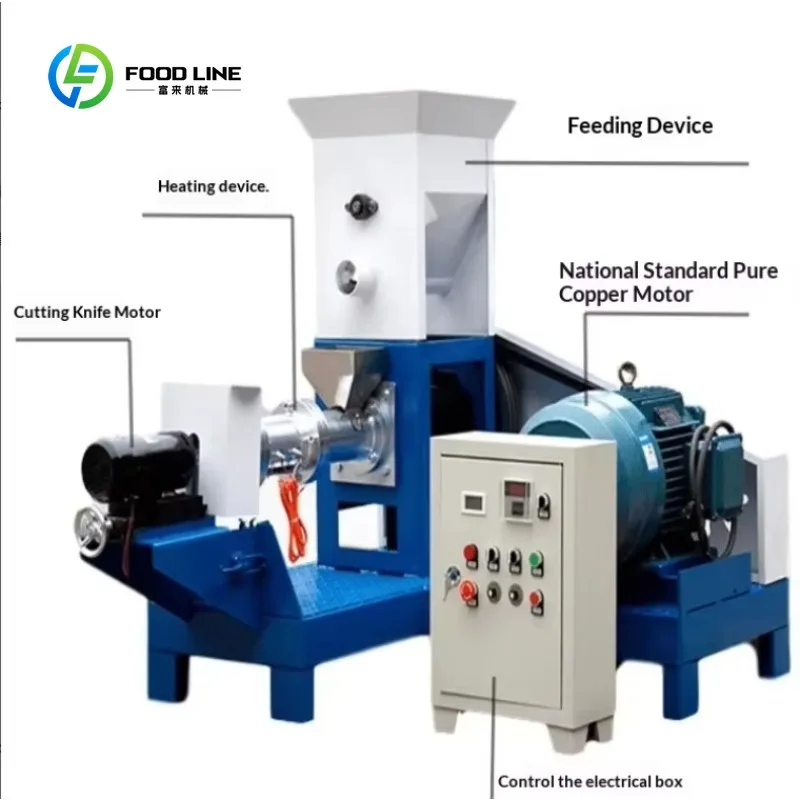 Customized 200-250kg/hour Fish Cat Pellet Feed Process  Float Extruded Dog Pet Extruder Make Food Machine