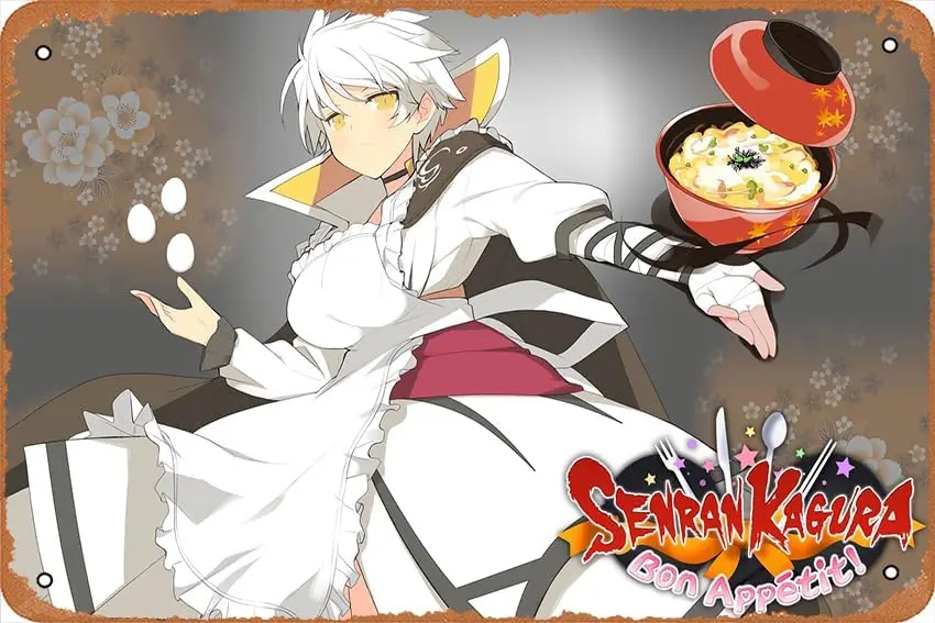 Senran Kagura, Miyabi, Senran Kagura Bon Appétit! Game Poster Home Wall Art Decoration Retro Metal Tin Sign 8x12 inch