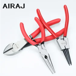 AIRAJ 7Inch Mini Pliers with Pointed Circular Mouth Diagonal Steel Wire Pliers Handmade Beaded Jewelry DIY Multi-function Pliers