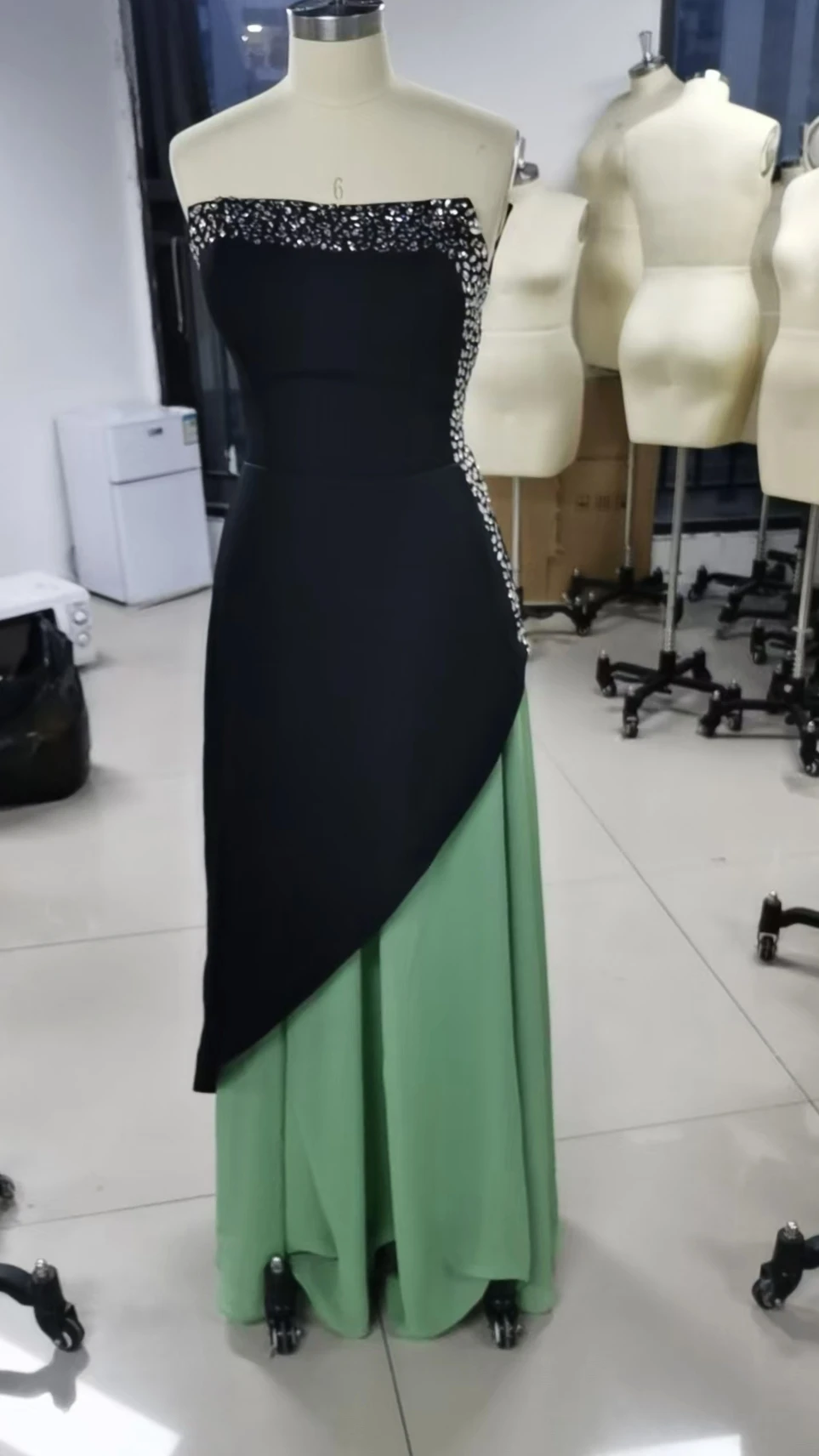 

Oisslec Prom Dress Elegant Vintage Sweet Black Green Chiffon Beads Customized Formal Occasion Prom Dress Evening Party Gowns