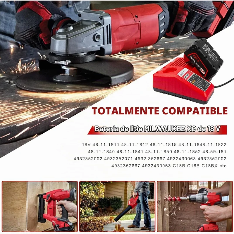 Milwaukee M12-18FC Multi Voltage Charger,Compatible M12 M18 48-11-1880,48-11-2460,48-59-1803 Milwaukee Fast Recharge Battery - view 6