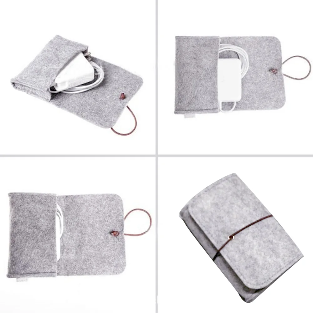 Besegad Felt Carrying Laptop Envelope Case Bag Sleeve for Macbook Air Pro Retina 11 12 13 15 inch w/ Charger Magic Mouse Bag