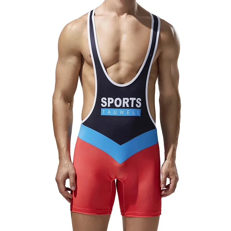 Men Bodysuits Seamless Wrestling Singlet Sports Undershirts Breathable Underwear Leotard Underwear One-piece Jumpsuits Vest 2XL