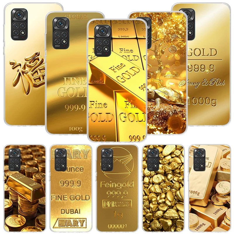 כיסוי טלפון עם הדפס דוגמת זהב ל-Xiaomi Redmi Note 13 14 12S 12 11S 11E Pro Plus 10 10S 11 11T + 14Pro 5G 4G
