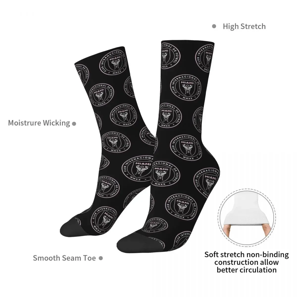 The-Inter-Miami-Club Socks Harajuku Super Soft Stockings All Season Long Socks Accessories for Man's Woman's Gifts