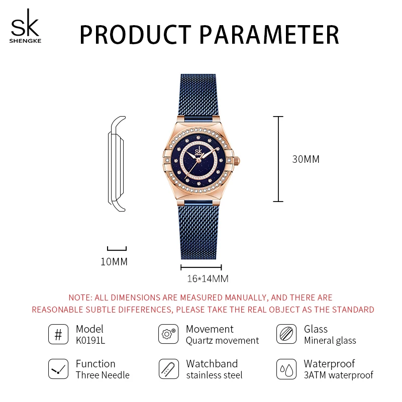 Shengke-Reloj de pulsera de cuarzo con diamantes para mujer, cronógrafo de lujo, de estilo Omegable, femenino