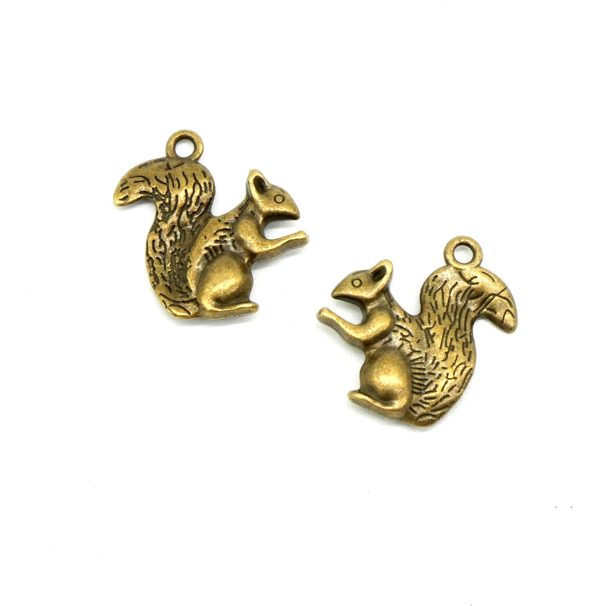 21x21mm 10pcs Antique Bronze Antique Silver Plated Squirrel Handmade Charms Pendant DIY for bracelet necklace