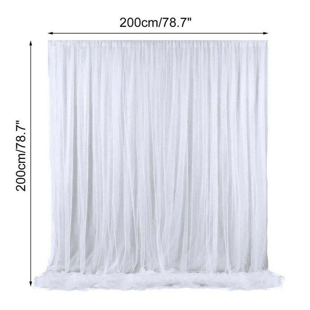 

2X2M White Silk Tulle Design Wedding Stage Background Decoration Birthday Event Party Curtain Drapes Panels Baby Shower Backdrop