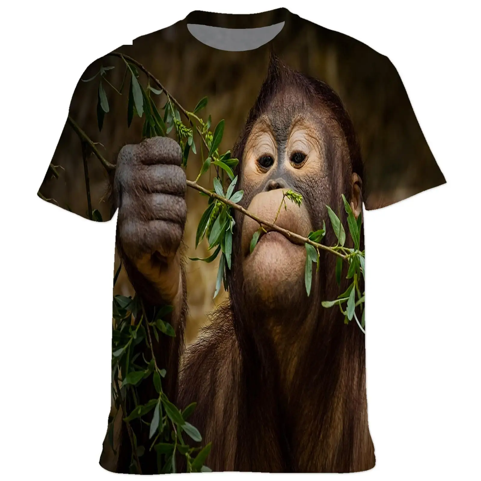 New Summer Adult Men\'s And Children\'s Short Sleeve T-shirt Monkey 3d Print Gorilla Fun Pattern Clothing Fashion Street Thin Top