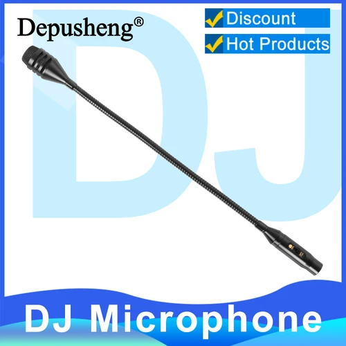 Depusheng micrófono de DJ dinámico profesional con interruptor para mezclador micrófono de disco dedicado para gritar barra KTV micrófono de DJ de cuello de cisne