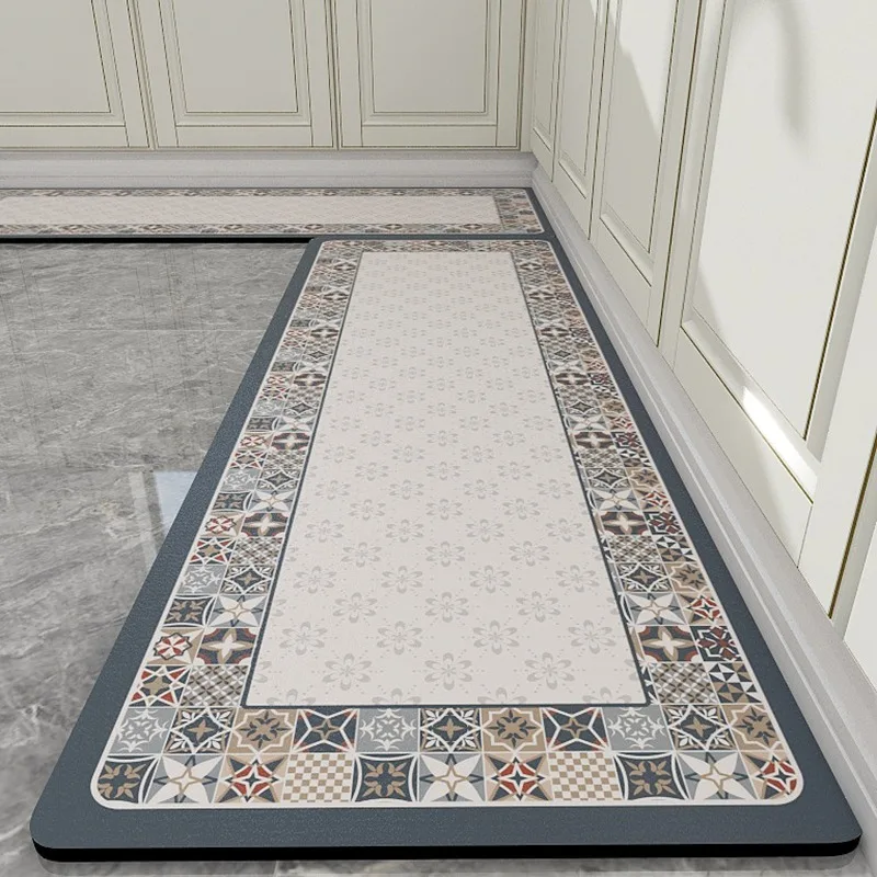 

Kitchen Floor Mat Waterproof Non-Slip PVC Leather Foot Mats Soft Dirt-resistance Oil-proof Rug Balcony Bathroom Carpet 러그 Ковер