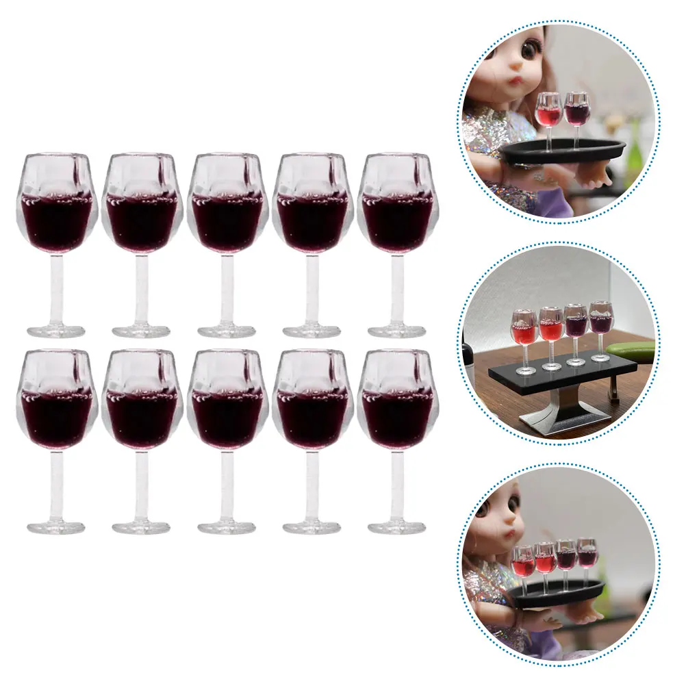 

10 Pcs Mini Glass Miniature Dollhouse Goblet Accessories Size Crafting for Resin