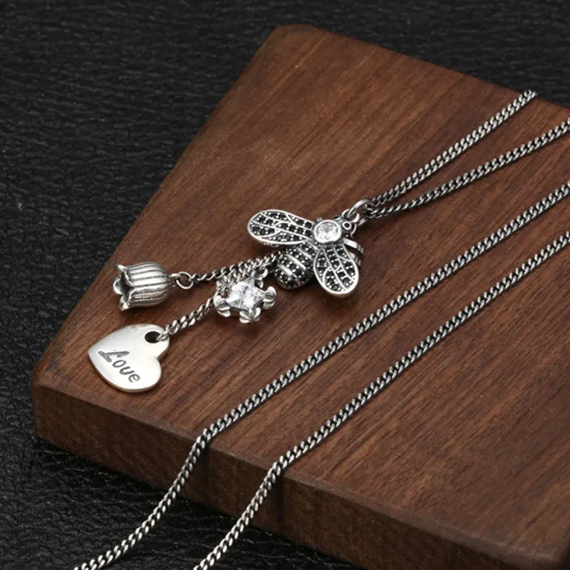 Imagem -02 - Sterling Silver Little Bee Cadeia Conjunto para Mulheres Multi Elemento Personalizado Presente Elegante Personalizado Novo Bocai-s925