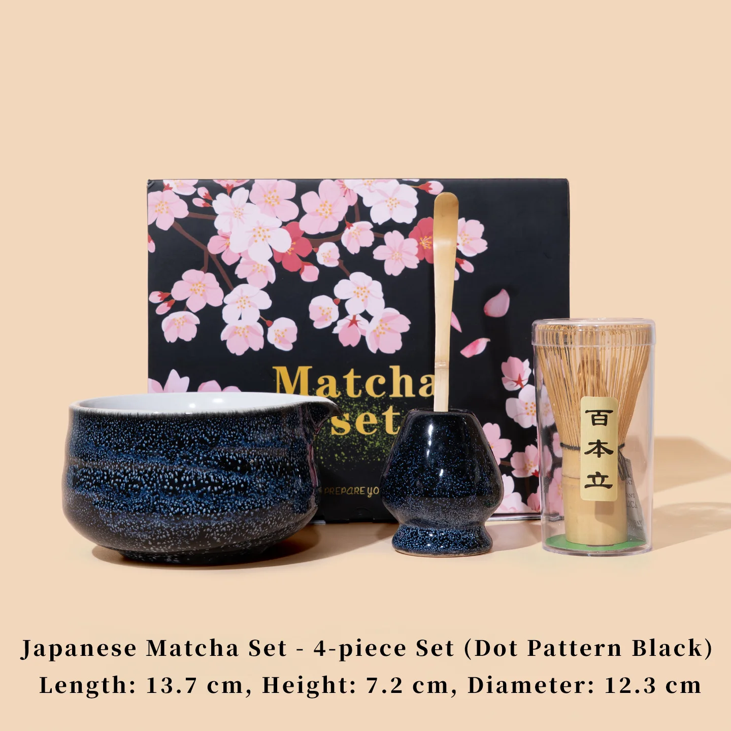 4/8 Pcs New Ceramic Matcha Bowl Sakura Flower Matcha Whisk Holder with Pouring Spout Reusable Matcha Making Kit Tea Lovers