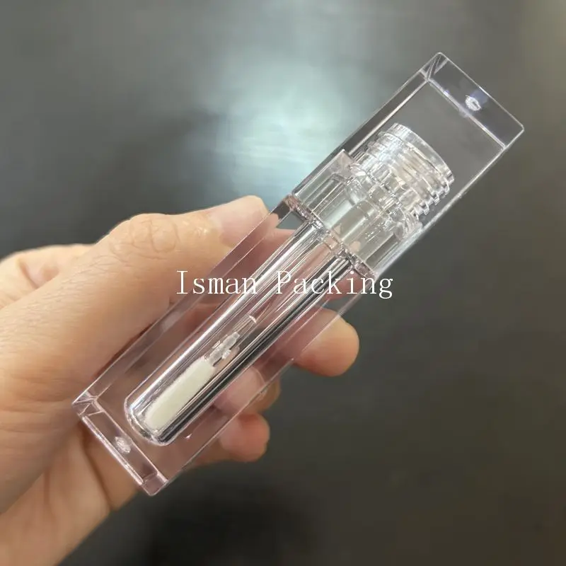 40 szt. kwadratowych, przezroczystych tubek na szminkę/błyszczyk do ust, puste, grube ścianki, z miękkim aplikatorem, 6 ml