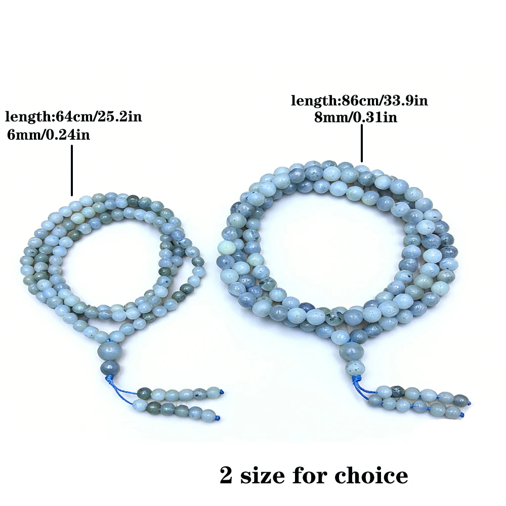 Natural 8mm Labradorite Beaded Wrap 108 Mala Bracelet Meditation Yoga Jewelry for Men and Women