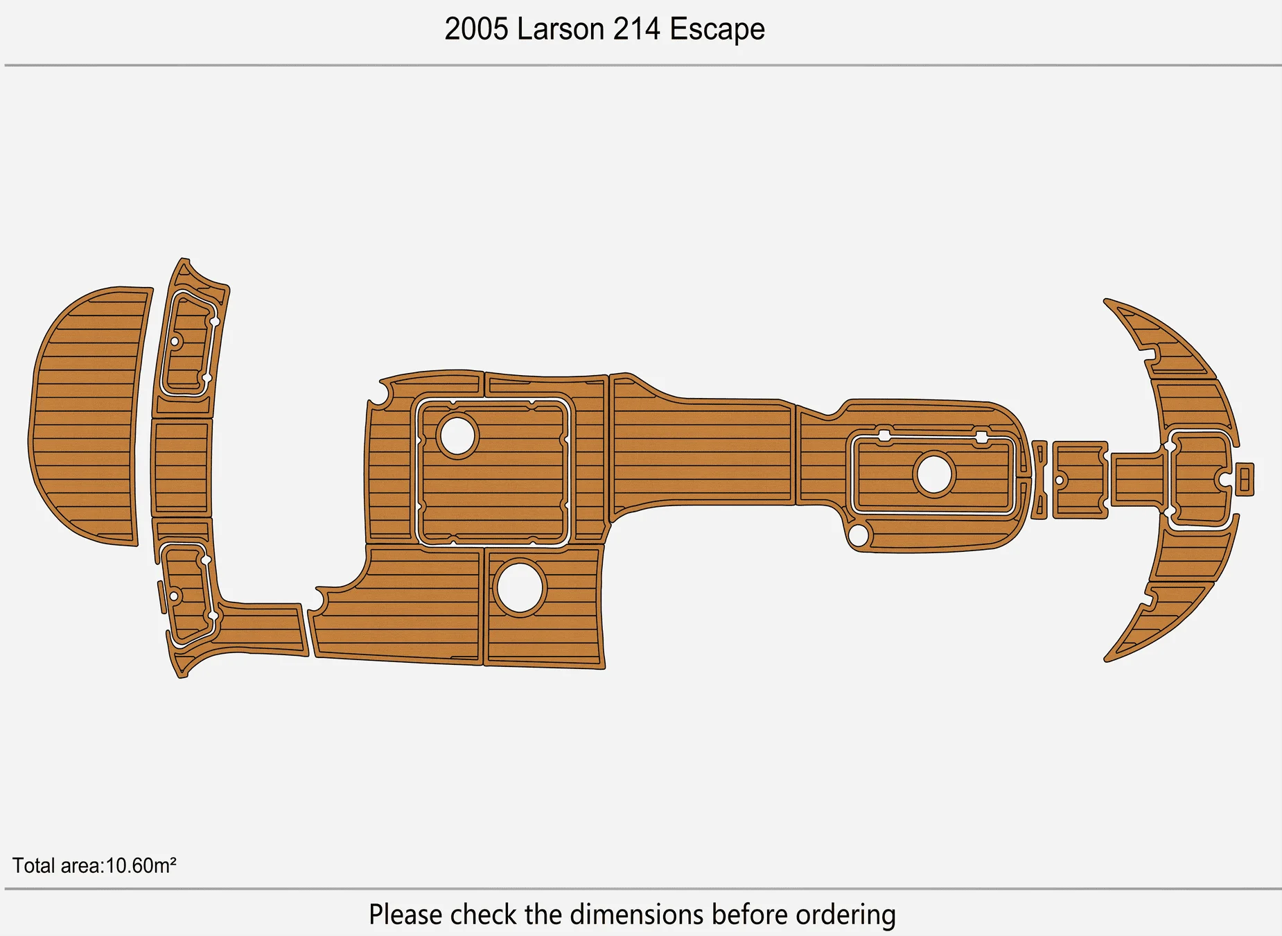 Anti-Skid EVA Faux Teak Self-Adhesive 6mm Boat Decking Pad for 2005 Larson 214 Escape Yacht Cockpit Durable Marine Flooring