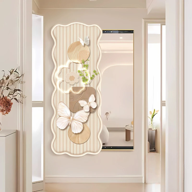 Entrance decorative painting Hidden full-body mirror hanging painting Butterfly push-pull full-length mirror Wall painting