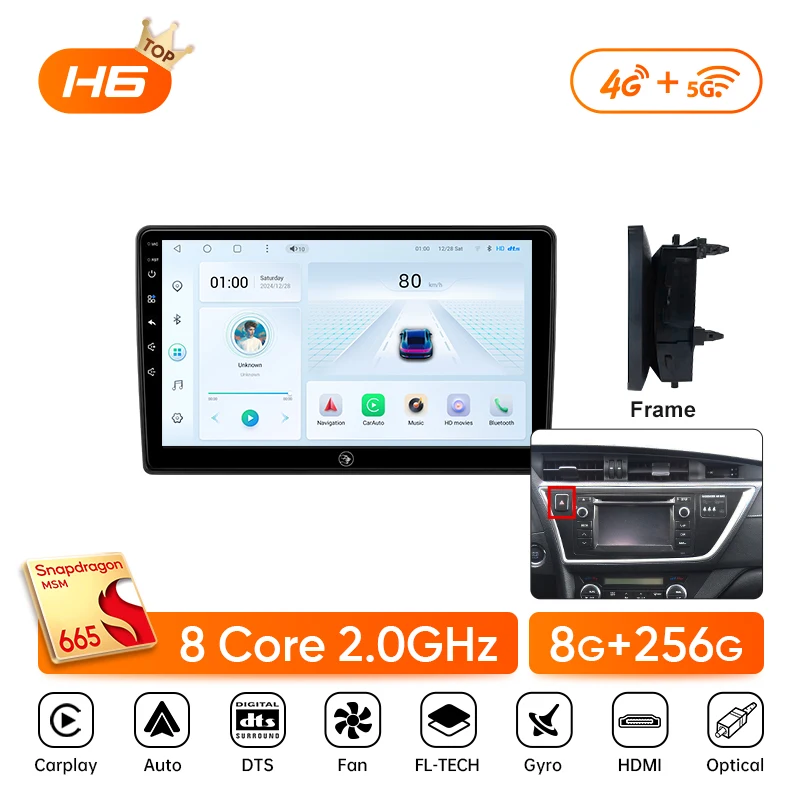 Ainavi autoradio voor Toyota Auris 2014 2015 2016 2017 2018 Corolla Altis Hybrid Carplay Android Auto multimediaspeler stereo 4G