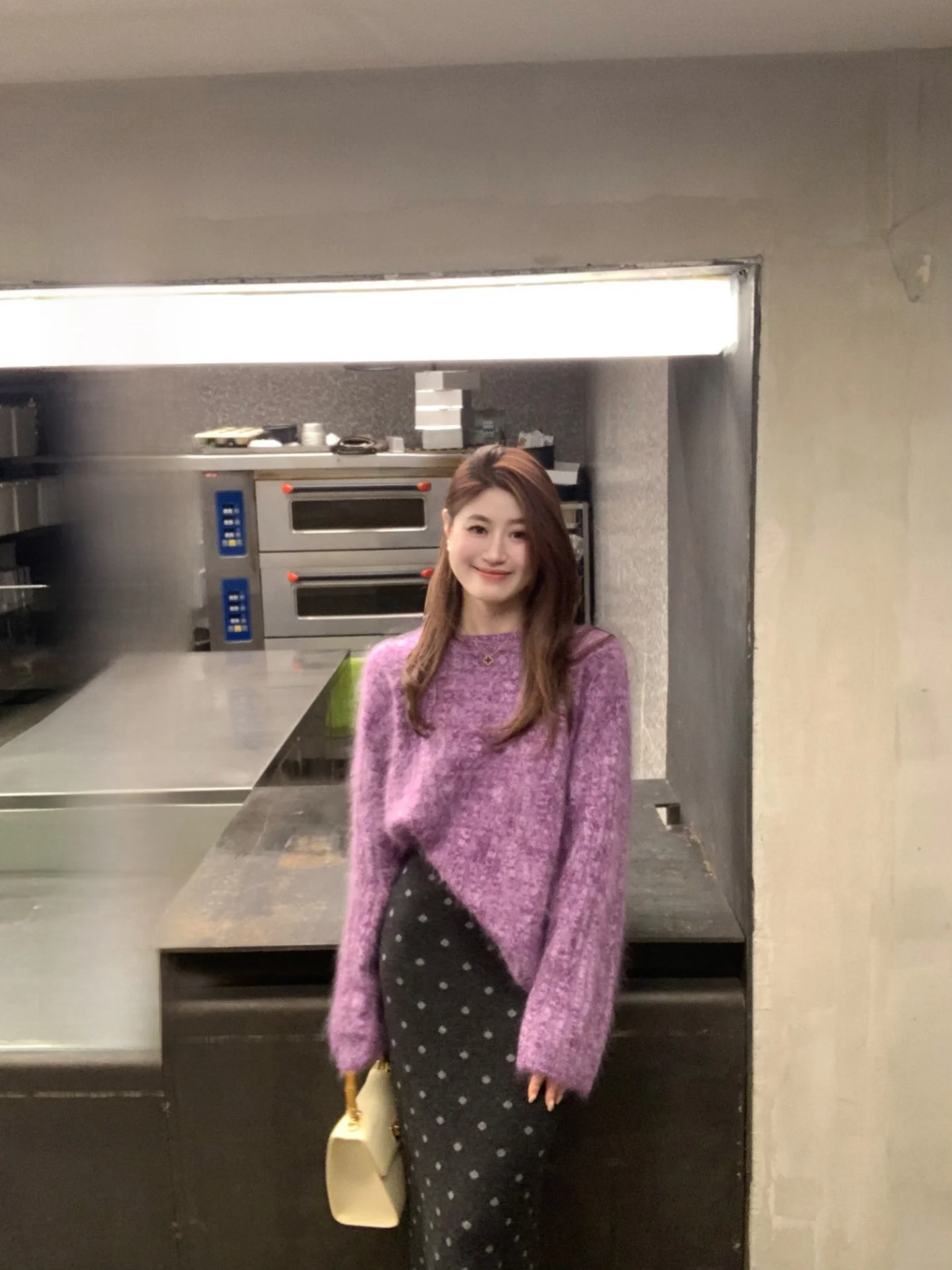 

one Knitted Woolen Polka Dot f Skirt with Dstring Casual Faion Slimming Korean Sle Aosphere Sensation Skirt