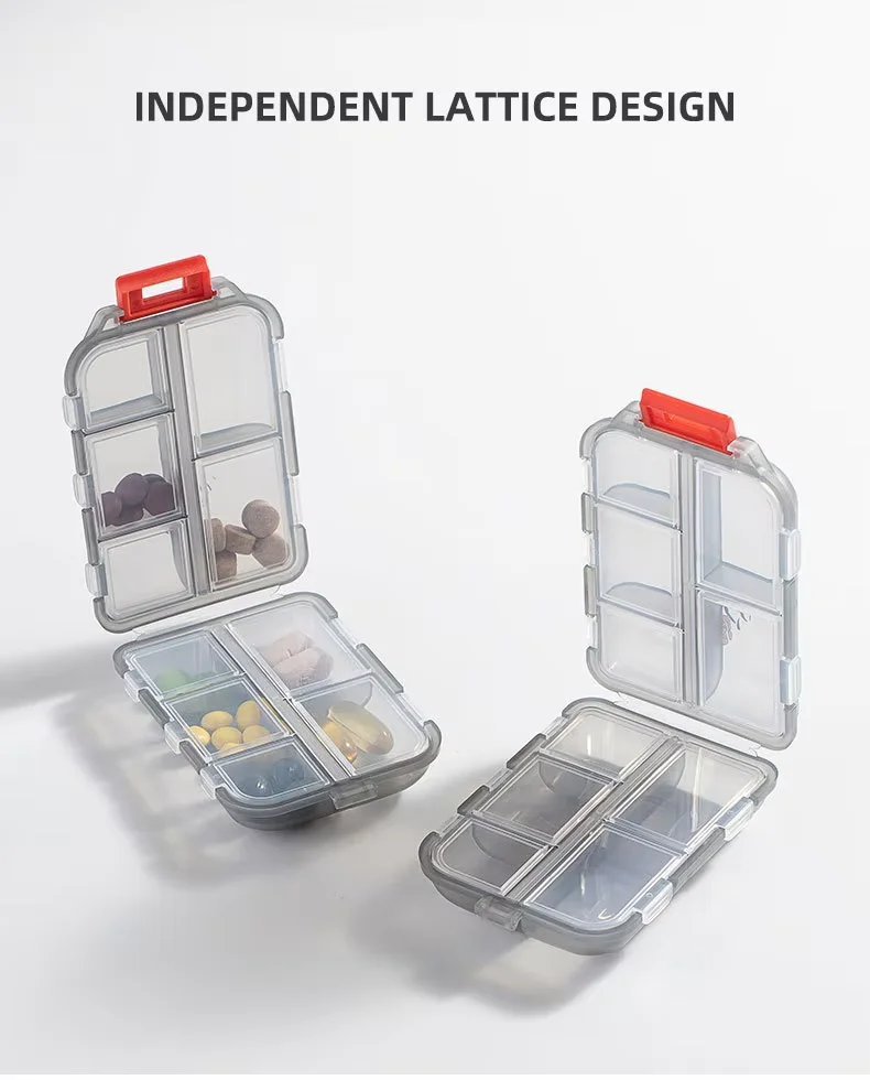 Pastillero pequeño  doble capa, pastillero portátil transparente, caja  almacenamiento  medicina sellada  10 celdas, equ