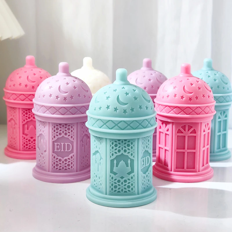 

Eid al Fitr Festival Candle Silicone Mold Arabic Style Architectural Decoration Dome Stars Moon Art Aromatherapy Ornament