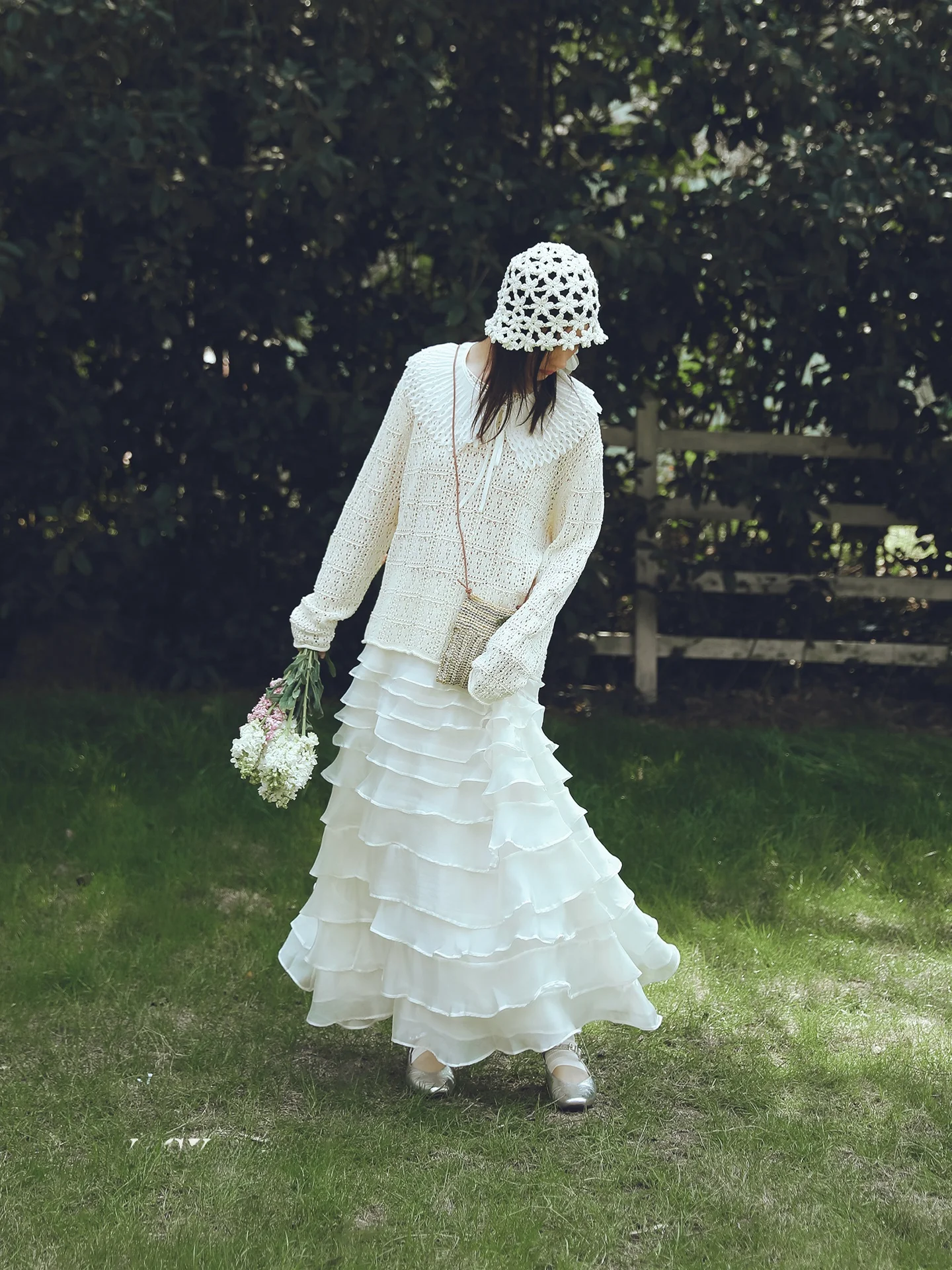 

Белая кружевная юбка А-силуэта для женщин, весна-лето, в стиле ретро, сказочная юбка-торт с принтом, из полиэфирного волокна, миди